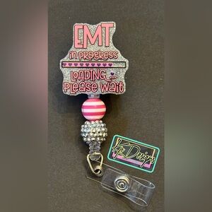 EMT bling badge reel with beads